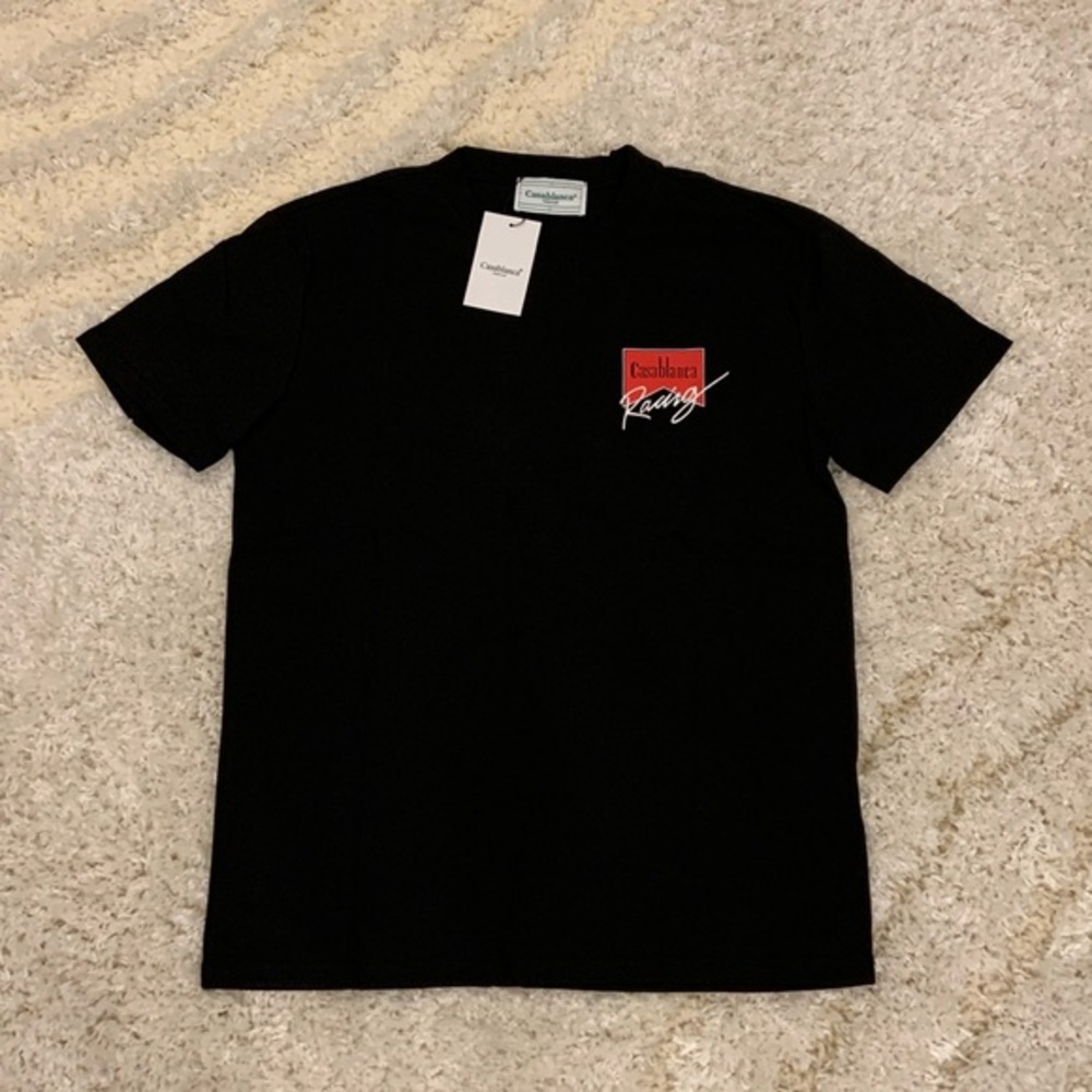Casablanca Tennis Club Racing Red Logo Black Tee Shirt for Men Size Large